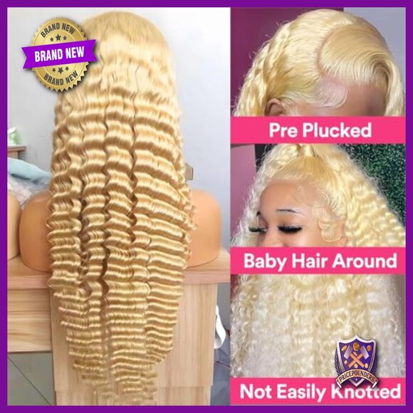 30 Inch Human Hair Lace Front Wig Deep Wave HD Lace Pre-Plucked